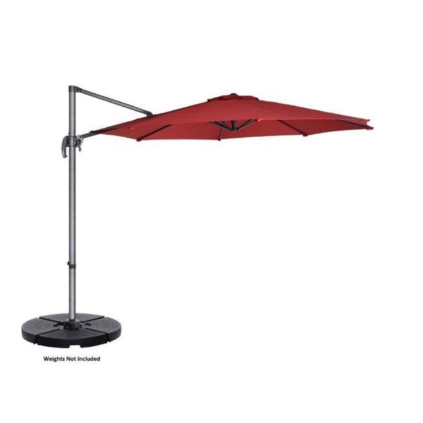 Villacera Villacera 83-OUT5403 10 ft. Offset Outdoor Patio Umbrella with 360 deg Rotation Pole & Vertical Tilt; Red 83-OUT5403